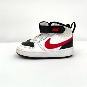 Nike Court Borough Mid 2 Sneakers Kid's Shoes in Black White and Red